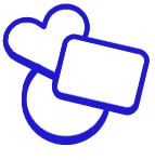 Herzform, Rechteckform und Kreisform als Icon in dunkelblau